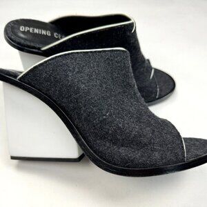 Opening Ceremony Julia High‎ Heel Mules Women 41 NWOB Open Toe Gray Felt Fabric